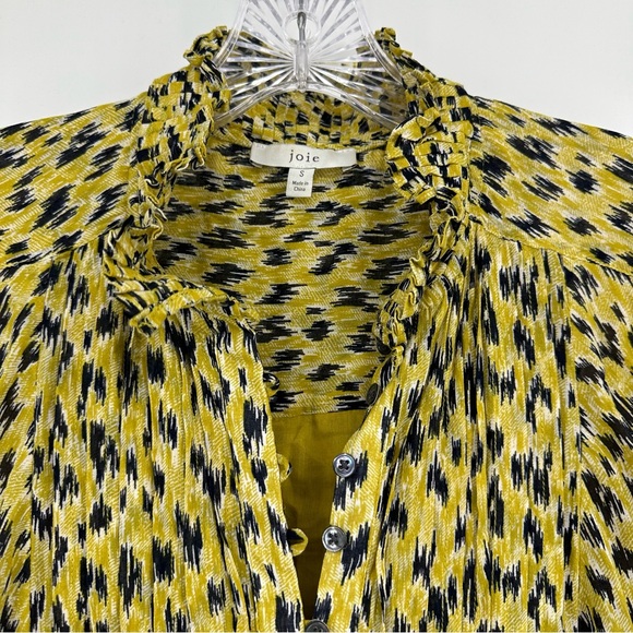 Joie Pismo Abstract Animal Print Long Sleeve Midi Dress Soft Citrus Size S - Picture 3 of 7